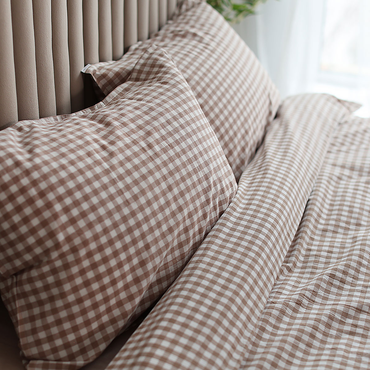 Комплект постельного белья «Бежевая клетка Виши»