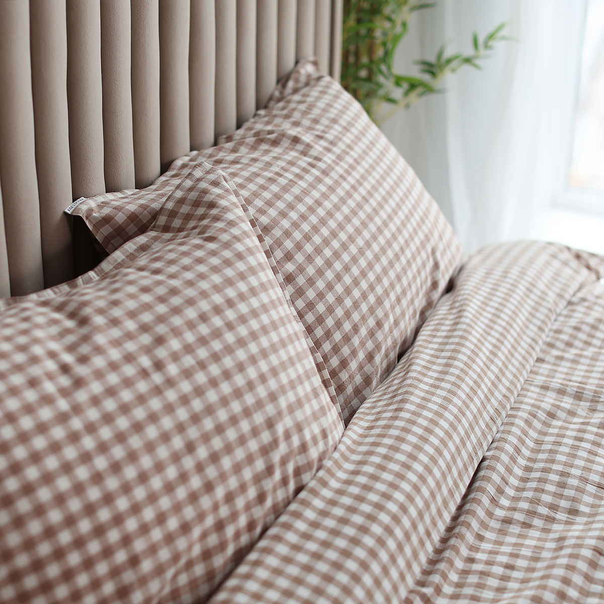 Комплект постельного белья «Бежевая клетка Виши»