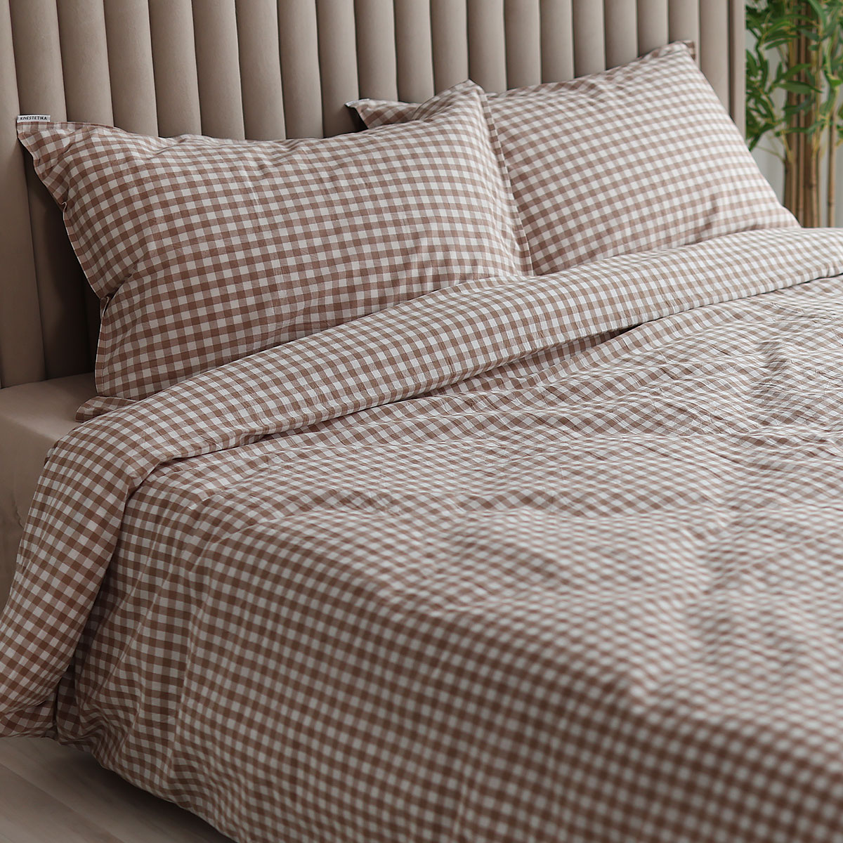 Комплект постельного белья «Бежевая клетка Виши»
